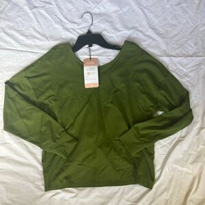 CAbi Turnaround Tee - Green Long Sleeve Reversible Tee - #6334